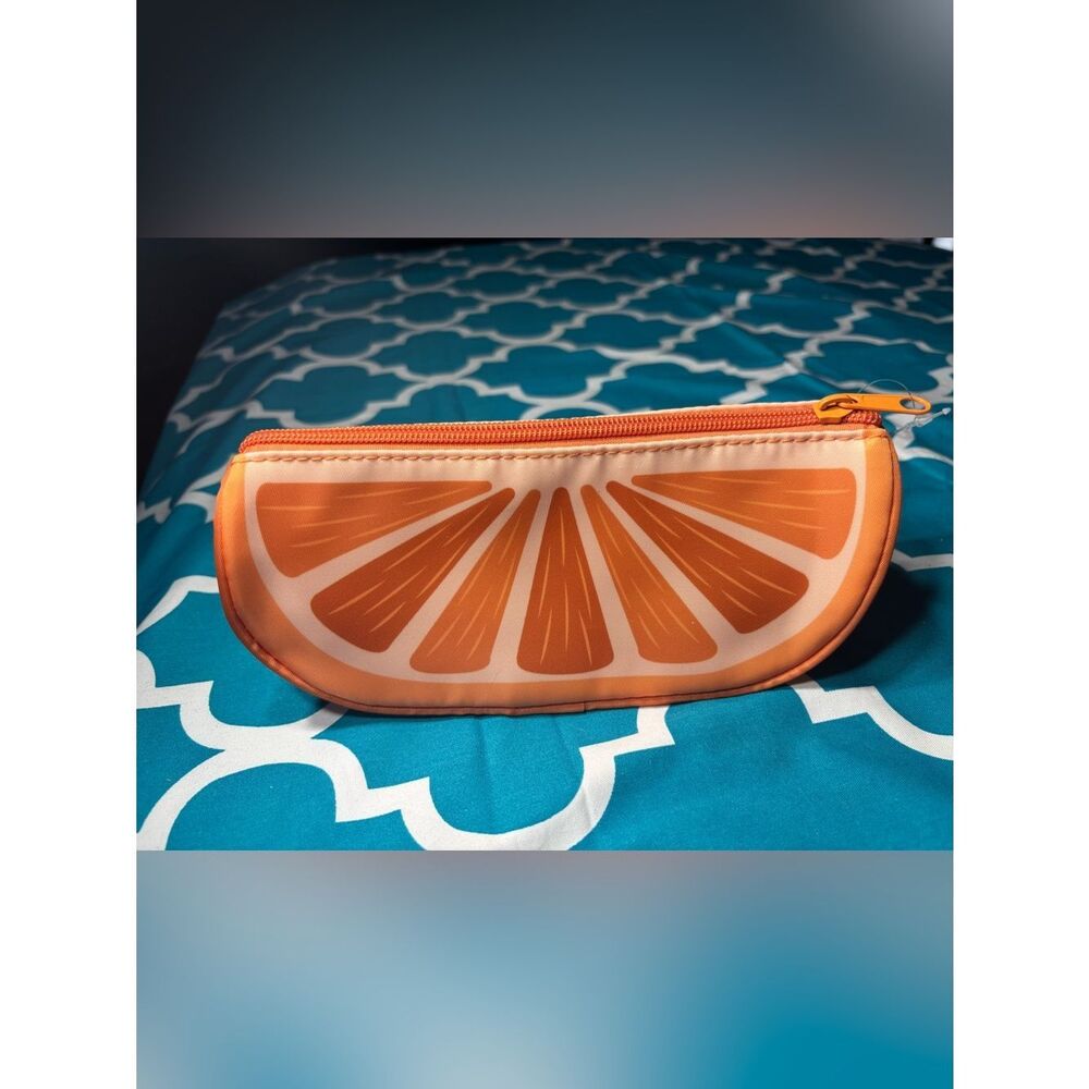 New Citrus Orange Slice Pouch in Bright Orange Pencil Case